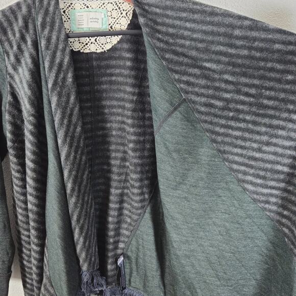 Anthropologie Saturday Sunday Cardigan Green Black L Minimalist Renaissance - Picture 8 of 12
